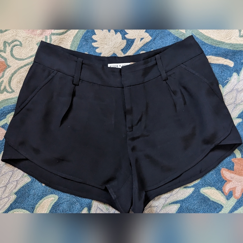 Alice + Olivia silk butterfly shorts - black, size 0